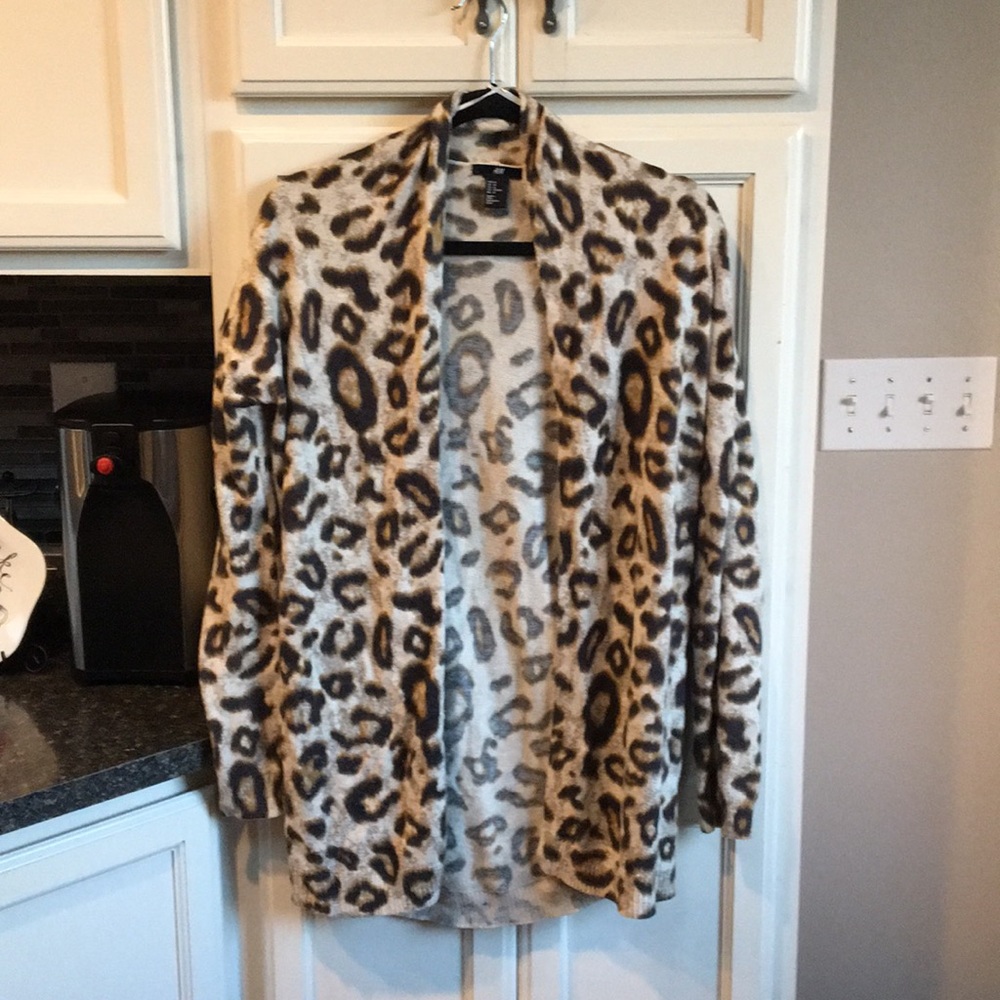 Cheetah print open knit cardigan
